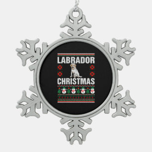 Labrador Christmas Ugly Sweater Tin Sneeuwvlok Ornament