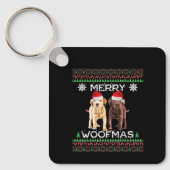 Labrador Christmas Ugly Yellow Lab Chocolate Labra Sleutelhanger (Voorkant)