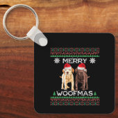 Labrador Christmas Ugly Yellow Lab Chocolate Labra Sleutelhanger (Voorkant)