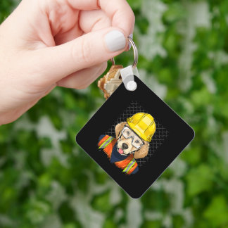 Labrador Construction Worker Labrador Dog Sleutelhanger