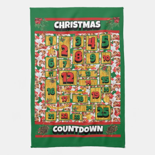 Labrador Countdown Kerst Adventkalender Hond Theedoek (Verticaal)