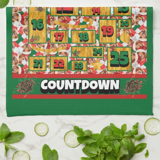 Labrador Counting Kerstmis Advent Calendar Dog Theedoek (Gevouwen)