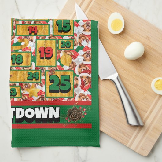 Labrador Counting Kerstmis Advent Calendar Dog Theedoek (Quarter Fold)