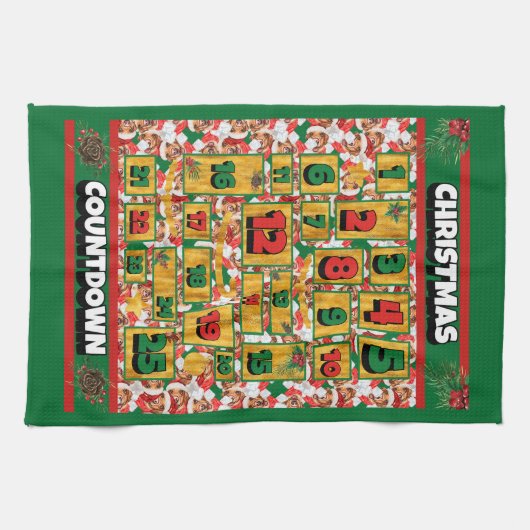 Labrador Counting Kerstmis Advent Calendar Dog Theedoek (Horizontaal)