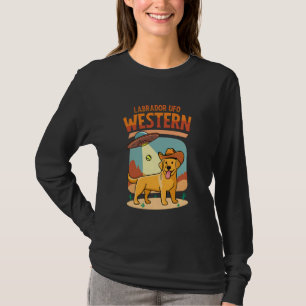 Labrador Cowboy UFO Grappige Westerse Buitenaardse T-shirt