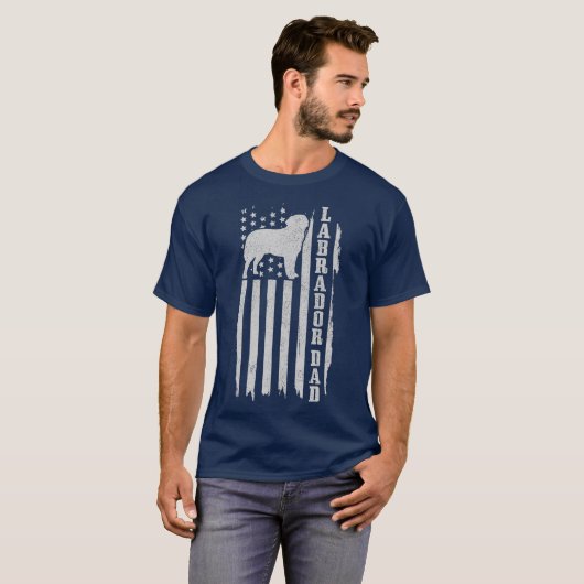 Labrador Dad  American Flag Patriotic Lab T-shirt (Voorkant volledig)