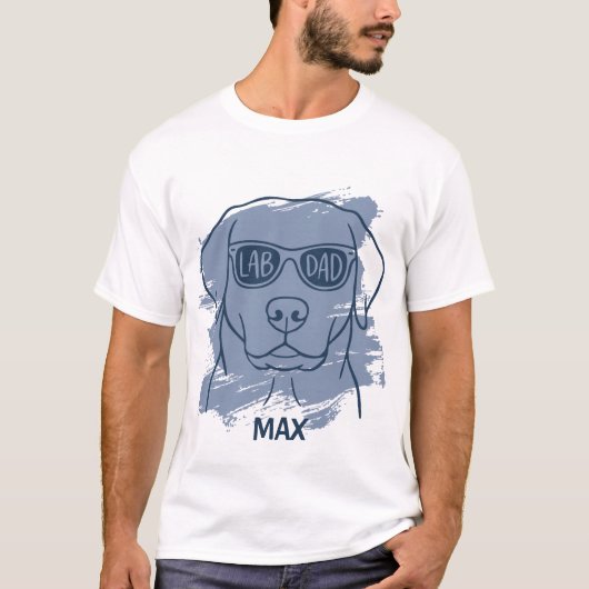Labrador dad t-shirt with custom name brush art (Voorkant)