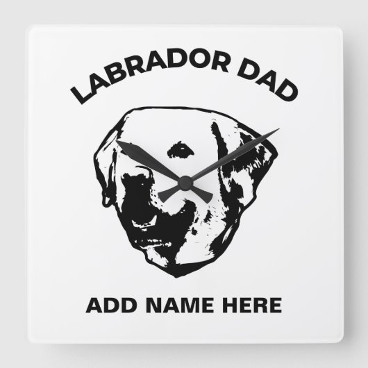Labrador Dad Vierkante Klok (Voorkant)