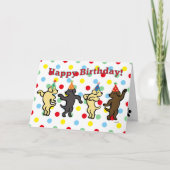 Labrador danst verjaardagsfeestje kaart (Voorkant)