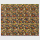 Labrador Dog Autumn Harvest Thanksgiving Cadeaupapier (Vlak)