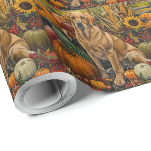 Labrador Dog Autumn Harvest Thanksgiving Cadeaupapier (Rol Hoek)