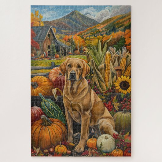Labrador Dog Autumn Harvest Thanksgiving Legpuzzel (Verticaal)