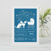 Labrador Dog Baby shower Blue Boy Lab 2 honden Kaart (Staand voorkant)