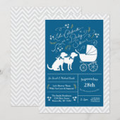 Labrador Dog Baby shower Blue Boy Lab 2 honden Kaart (Voorkant / Achterkant)