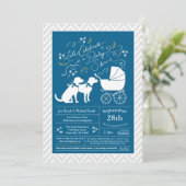 Labrador Dog Baby shower Blue Boy Lab 2 honden Kaart (Staand voorkant)