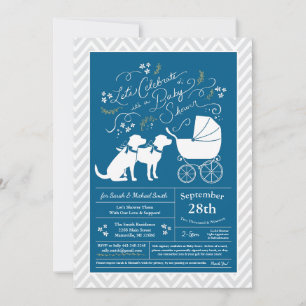 Labrador Dog Baby shower Blue Boy Lab 2 honden Kaart