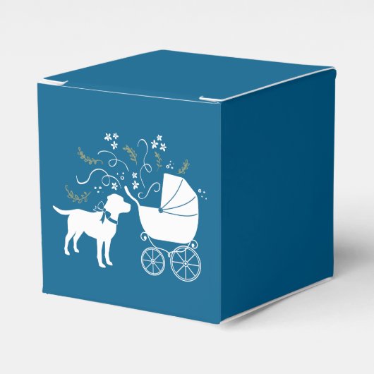 Labrador Dog Baby shower Blue Boy Lab Bedankdoosjes (Voorkant Zijde)