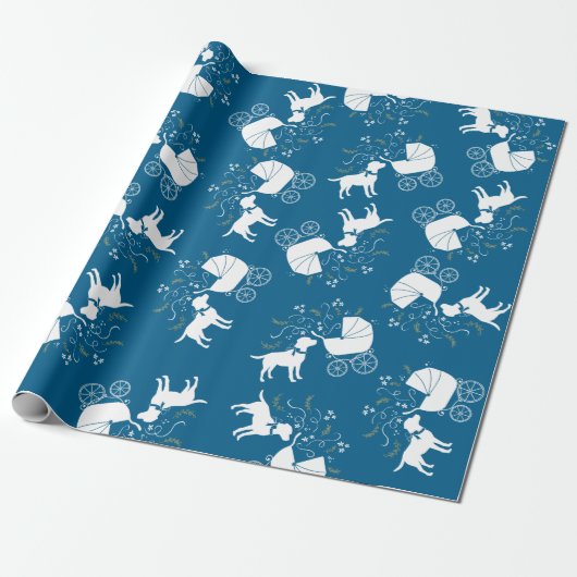 Labrador Dog Baby shower Blue Boy Lab Cadeaupapier (Uitgerold)