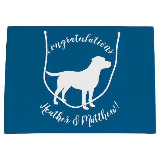 Labrador Dog Baby shower Blue Boy Lab Groot Cadeauzakje (Voorkant)