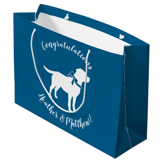 Labrador Dog Baby shower Blue Boy Lab Groot Cadeauzakje (Achterkant Gekanteld)