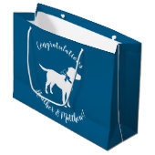 Labrador Dog Baby shower Blue Boy Lab Groot Cadeauzakje (Voorkant Gekanteld)