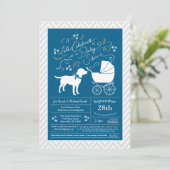 Labrador Dog Baby shower Blue Boy Lab Kaart (Staand voorkant)