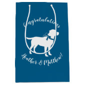 Labrador Dog Baby shower Blue Boy Lab Medium Cadeauzakje (Voorkant)