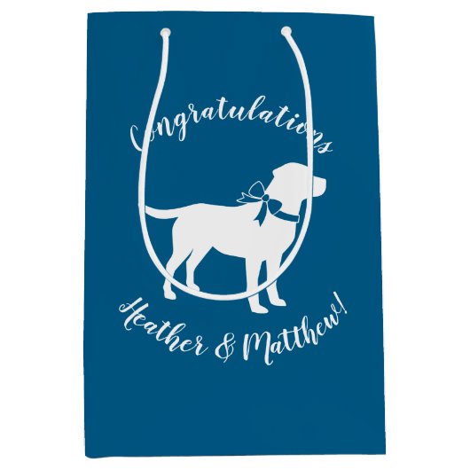 Labrador Dog Baby shower Blue Boy Lab Medium Cadeauzakje (Voorkant)