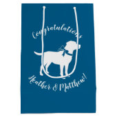 Labrador Dog Baby shower Blue Boy Lab Medium Cadeauzakje (Achterkant)