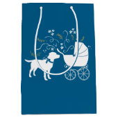Labrador Dog Baby shower Blue Boy Lab Medium Cadeauzakje (Voorkant)
