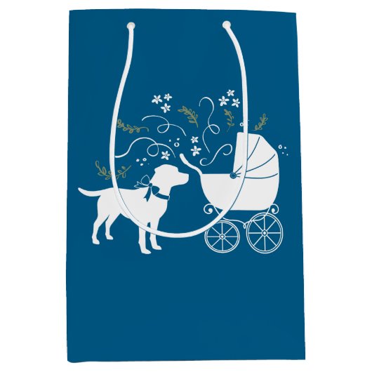 Labrador Dog Baby shower Blue Boy Lab Medium Cadeauzakje (Voorkant)