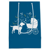 Labrador Dog Baby shower Blue Boy Lab Medium Cadeauzakje (Achterkant)
