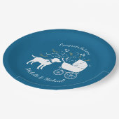 Labrador Dog Baby shower Blue Boy Lab Papieren Bordje (Gekanteld)