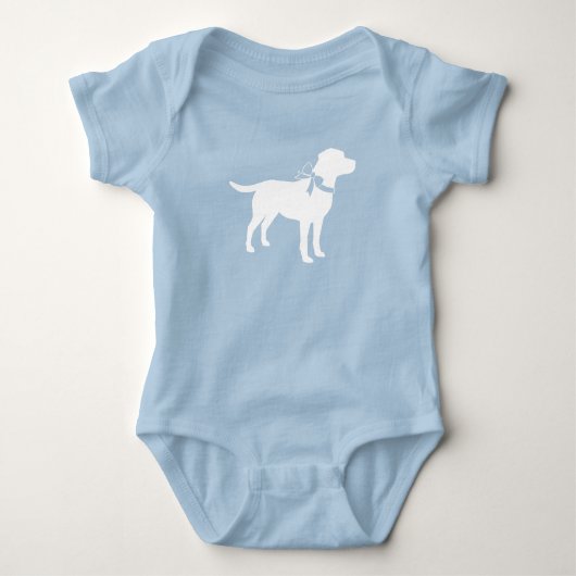 Labrador Dog Baby shower Blue Boy Lab Romper (Voorkant)