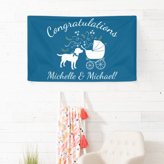 Labrador Dog Baby shower Blue Boy Lab Spandoek (Insitu)