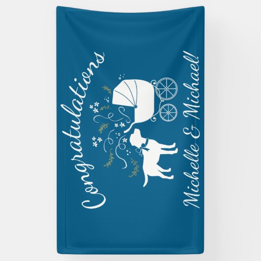 Labrador Dog Baby shower Blue Boy Lab Spandoek (Verticaal)