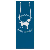 Labrador Dog Baby shower Blue Boy Lab Wijn Cadeautas (Voorkant)