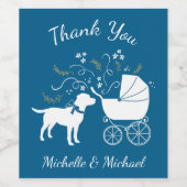 Labrador Dog Baby shower Blue Boy Lab Wijn Etiket (Enkel label)