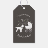 Labrador Dog Baby shower Lab Gray Gender Neutral Cadeaulabel (Voorkant)