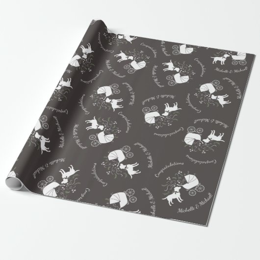 Labrador Dog Baby shower Lab Gray Gender Neutral Cadeaupapier (Uitgerold)