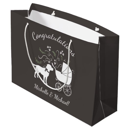 Labrador Dog Baby shower Lab Gray Gender Neutral Groot Cadeauzakje (Achterkant Gekanteld)