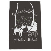 Labrador Dog Baby shower Lab Gray Gender Neutral Medium Cadeauzakje (Voorkant)