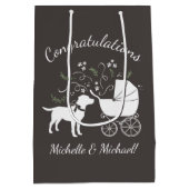 Labrador Dog Baby shower Lab Gray Gender Neutral Medium Cadeauzakje (Achterkant)
