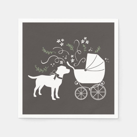 Labrador Dog Baby shower Lab Gray Gender Neutral Servet (Voorkant)
