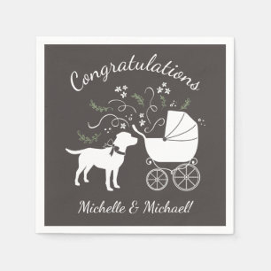 Labrador Dog Baby shower Lab Gray Gender Neutral Servet