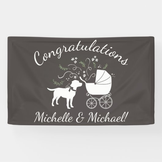 Labrador Dog Baby shower Lab Gray Gender Neutral Spandoek (Horizontaal)