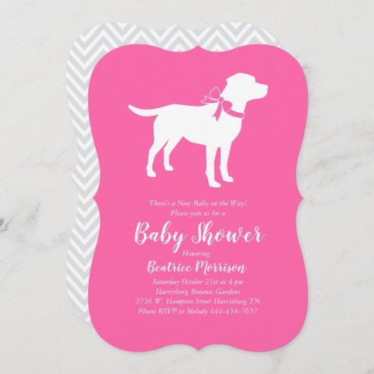Labrador Dog Baby shower Lab roze meisje Kaart (Voorkant / Achterkant)