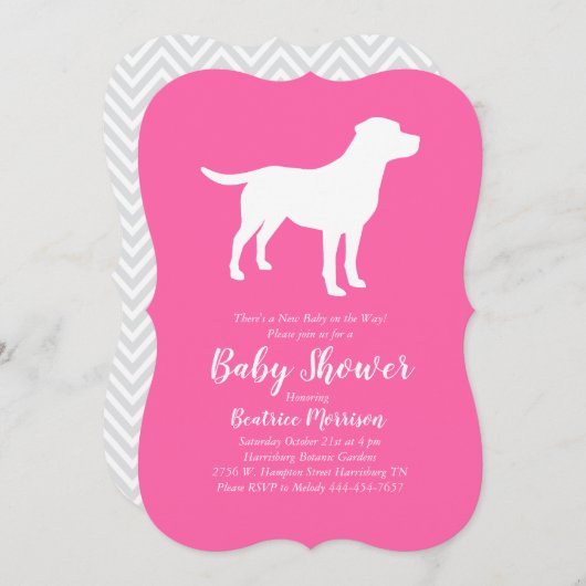 Labrador Dog Baby shower Lab roze meisje Kaart (Voorkant / Achterkant)