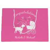 Labrador Dog Baby shower Pink Girl Lab Groot Cadeauzakje (Voorkant)