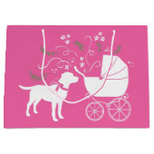 Labrador Dog Baby shower Pink Girl Lab Groot Cadeauzakje (Voorkant)